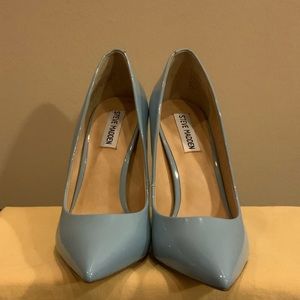 Women blue patent leather